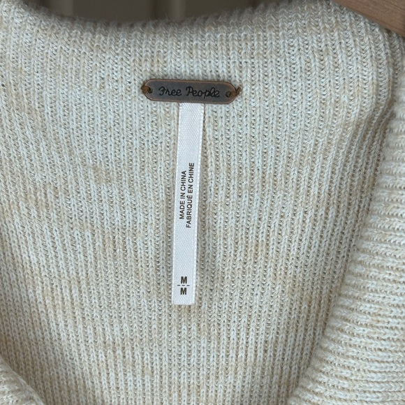 Free People Tank Sweater Peplum Polo Neutral Combo Sleeveless Medium Prep - Picture 5 of 8